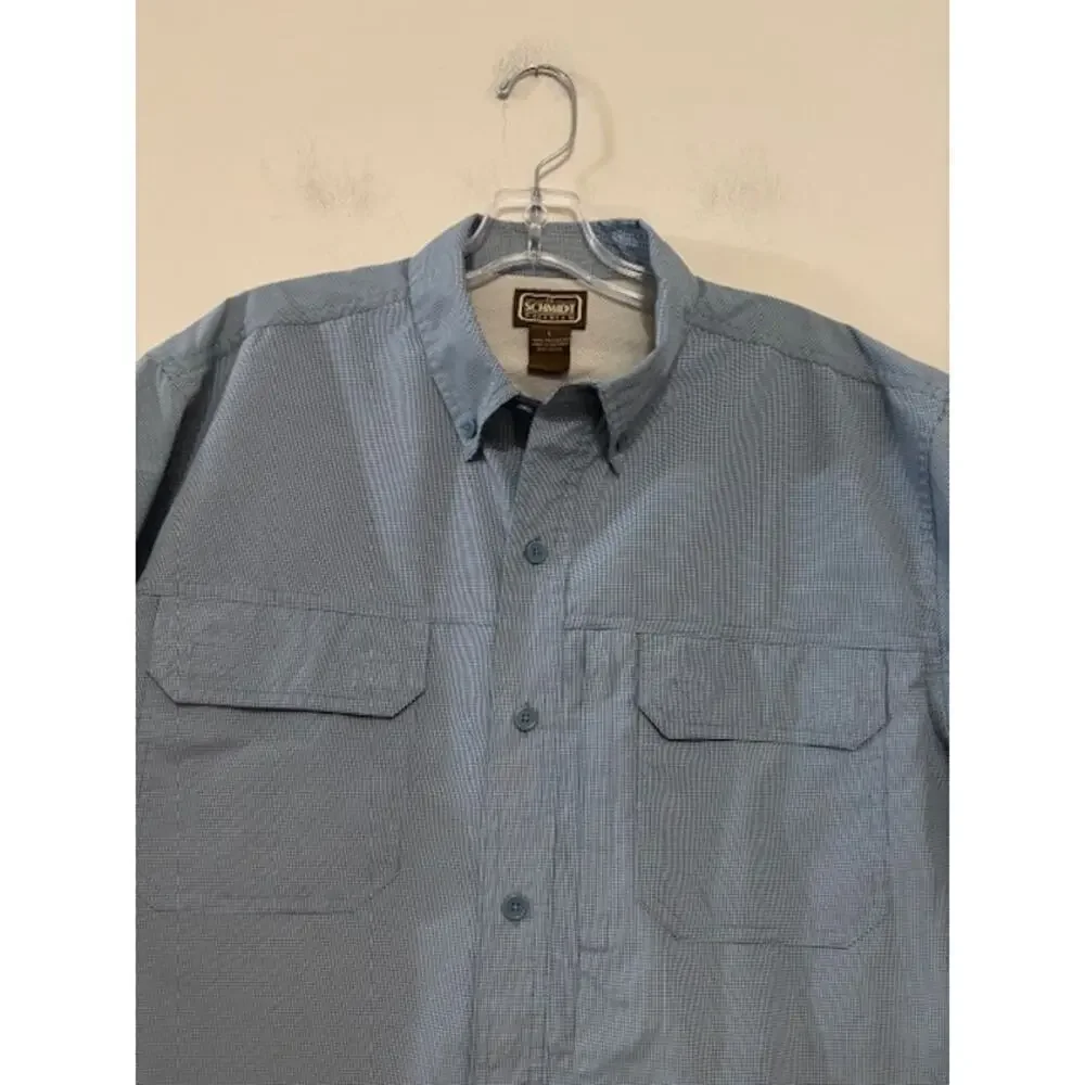 CE Schmidt Mens Work Wear Shirt Short Sleeve Button Front Collar Mens Large